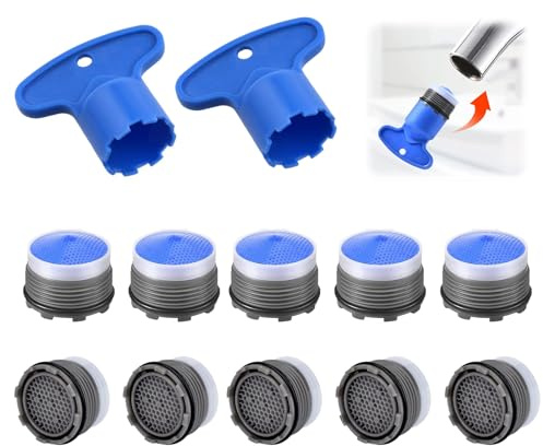 Set di 10 aeratori per rubinetto, regolatore di flusso M18.5, ugello filtro per rubinetto, aeratore per lavello da cucina, con 2 chiavi per inserti filtro aeratore rubinetto, adatto per la maggior