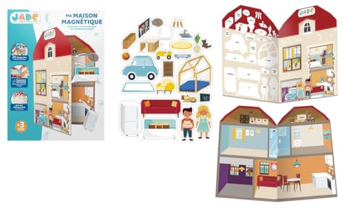 J.A.D.E - Paket med 12 magnetiska böcker - hemtema - pedagogiskt spel - 030646PA - - Resor - Spel för barn - Flyttbara miniatyrer - utan skärm - Gåva - Fransk design - Från 3 år
