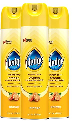 Pledge Enhancing Polish, Wood & Furniture Spray, Orange Scent, 9.7oz (Pack of 3)