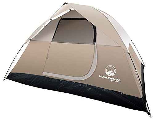 Wakeman 4-Person Rebel Bay Tent by Outdoors, Resistente al Agua, con bragueta extraíble para Lluvia y Bolsa de Transporte, Tienda de campaña (Bronceado), Unisex, Canela