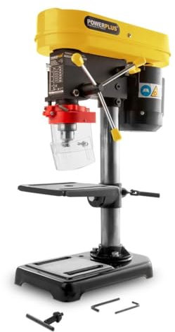 POWER plus Standbohrmaschine POWX153- Bohren für Holz & Stahl bis 50 mm - Stand Bohrer mit 5 Geschwindigkeiten & Leistung von 350 W - Tisch 160 x 160 mm um 45° neigbar & höhenverstellbar