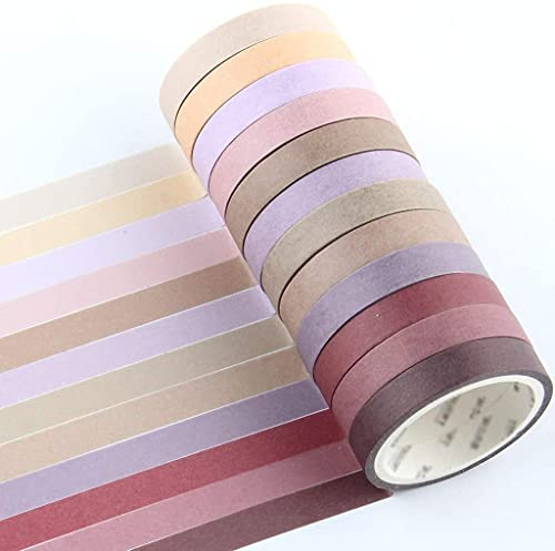 YUBX Maigre Washi Tape Set Masking Tape Ruban adhesif decoratif pour Scrapbooking Artisanat de Bricolage 8MM de large (Red Small)