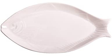16 Zoll Ovaler Fischteller Aus Keramik, WeißEr Servierplatte FüR Dampfgerichte, Haushaltsteller FüR Fischgerichte, Snacks Und Besondere AnläSse