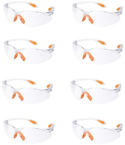 YEAPEAK 8 Paia Occhiali Da Lavoro Protettivi, Occhiali Di Sicurezza, Con Aste In Gomma Per Vestibilità Sicura, Occhiali Sicurezza Per Bambini, Protezione Per Gli Occhi Per Adulti e Bambini