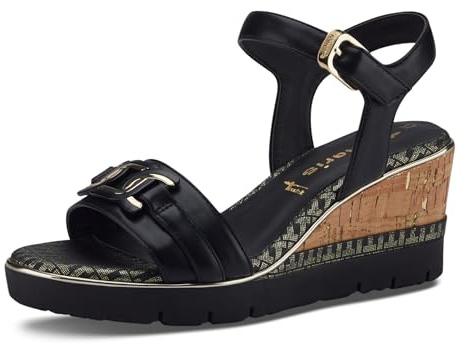 Tamaris Sandales Compensées Femme, Sandales Femme, Noir, 7 UK