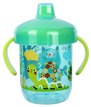 Qurygin 250ml taza de bebida para niños con pico para niños pequeños con asas vaso de destetar para el bebé caño vertedero reforzado anti fugas taza de paja infantil anti fugas para bebé