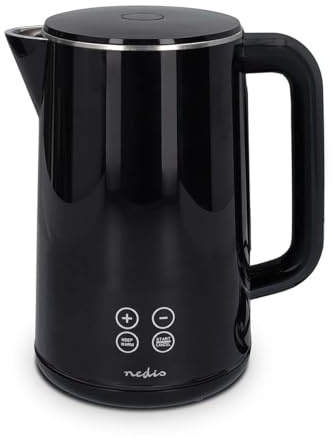 Wasserkocher - 1.7 l - Plastik - Schwarz - 50,60,70,80,90,100 °C - Temperaturanzeige - Um 360 Grad drehbar - Verdecktes Heizelement - Strix Controller - Boil-dry protection