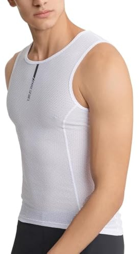 ARESFUEL Gilet da Ciclismo Estivo Uomo Cool Mesh Base Layer Senza Maniche Leggero e Traspirante Maglia da Ciclismo Gilet da Bicicletta 4033 Bianco XXL