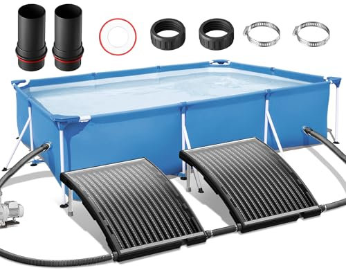LZQ 2 Stück Sonnenkollektor Poolheizung Solar Pool Heizungen,Solarheizung Pool mit Schlauch,Solaranlage für Warmwasser Gartendusche,10,000 l/h Durchflussmenge, Höhenverstellbar