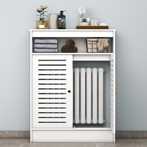 BUETPOX Cubre Radiadores Cubreradiador Moderno, Cubierta del Radiador, Blanco Lacado Revestimiento Protector,con Estante Y Panel Decorativo Elegante Y Moderno(100 * 100 * 25cm/39.4 * 39.4 * 9.8in)