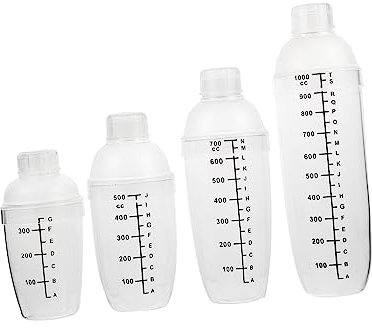 IMIKEYA 4pcs Plastic Cocktail Shaker for Mixology Handheld Drink Mixer Scales for Bar Wine Shaker and Milk Tea