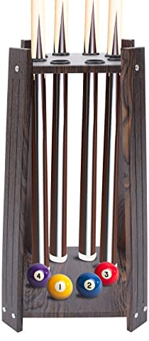 Wulimasun Support de Queue de Billard,8 Trous Multifonctionnel en Bois Porte Queue Billard Montage au Sol Pour Baguettes,Pour Centre de Divertissement de Gym (8 Trous)