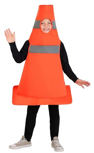 Kid's Traffic Cone Costume | Child Funny Pullover Tunic with Face and Arm Holes for Halloween Standard