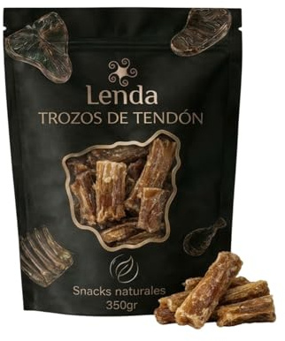 Lenda Tendon de Ternera 350 g - Snacks Naturales para Perros Ricos en Colageno - Chuches Masticables Ideal para Cachorros en Denticion - Premios y Golosinas Anti-estres - Salud Dental sin Adictivos