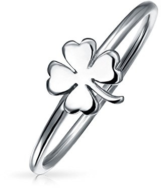 Bague Empilable Minimaliste En Trèfle À Quatre Feuilles Irlandais Pour Les Femmes Adolescentes Bande De 1MM Pour Les Phalanges Midi En Argent Sterling .925