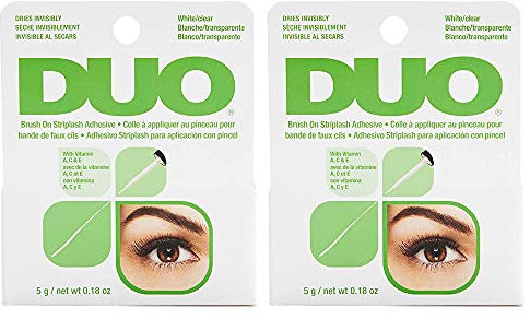 DUO Brush-On Clear Lash Glue –Waterproof Strip Lash Adhesive with Vitamins A, C & E, Long Lasting Eyelash Glue, 0.18 oz, 2 Pack