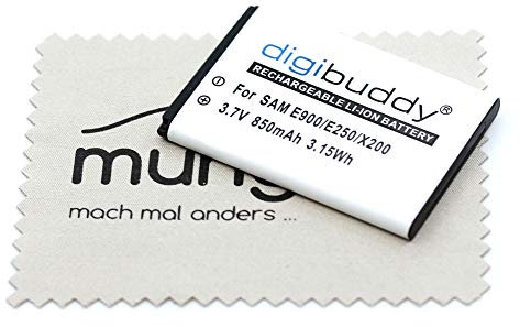 Ersatz Akku passend für Samsung E1050 E1080 E1100 E1120 E1150 E1200 E1200i E1310 E1360 E2100 E2210 E2530 E3210 S3030 S3100 S3110 S5150 (Ersetzt Originalakku AB463446BU) OTB mit mungoo Displayputztuch