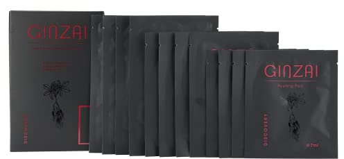 GINZAI Sheet Mask Gesichtspflege-Set 12-teilig I Skin Booster mit Ginseng I vegan, Anti Aging Set bestehend aus 4 Peeling Pads, 4 Gesichts- und 4 Halsmasken, gegen unreine Haut für strahlenden Teint
