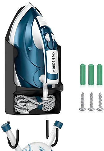 Retoteng Halterung für Bügelbrett, wandmontiertes elektrisches Bügelbrett, Aufbewahrungsorganisator, Bügelkorb, über der Tür oder an der Wand in der Waschküche montiert, schwarz