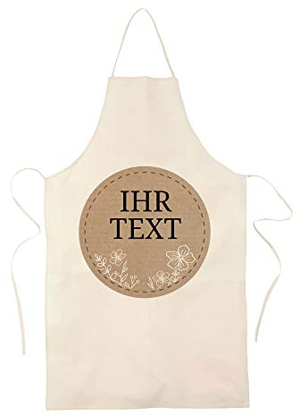 STEMPEL-FABRIK – personalisierbare Küchenschürze in Naturfarbe aus Baumwolle mit Namen – Motiv Papierdekor – bedruckte Kochschürze ideal geeignet zum Kochen und Backen – Geschenkidee für Hobbyköche