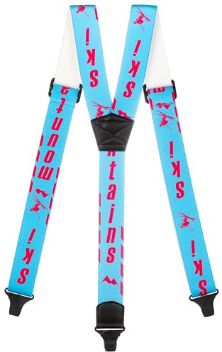 Olata Bretelles en X et Y Ajustables Salopette de Ski (Bleu/Rose) - 4 cm Adulte, Y Modèle (Clips en Plastique)