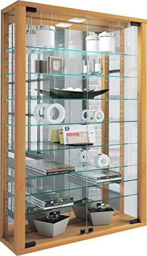 VCM Glasvitrine hängend | Vitrine Glas mit ESG-Sicherheitsglas | Modern und platzsparend | Vitrine Glas - Vitrosa Mini Spiegel Silberfarben | Maße ca. H. 91 x B. 59 x T. 18 cm | Wohnzimmer