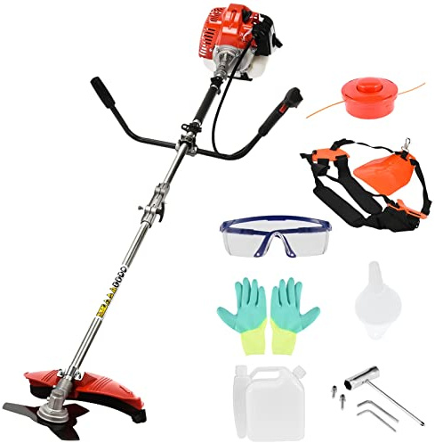 NUZYZ 52cc Gas Grass Trimmer, 2 in 1 Petrol Weed Eater, 2-Stroke Weed Whacker Cordless, Backpack Brush Trimmer Garden Tools Red