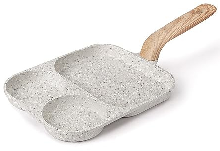MIUGO Egg Frying Pan, 3 Section Omelette Pan with Nonstick Coating, Aluminium Alloy, Suitable for Gas and Induction Stove