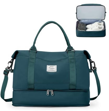 SEAFEW Bolsa de Viaje 40x20x25 para Ryanair,Impermeable Bolsa de Deporte para Gimnasio,Bolsa de Mano Equipaje de Fin de Semana 40x30x20 para Mujer,Bolso de Natación para Playa,D4-Azul Pavo Real