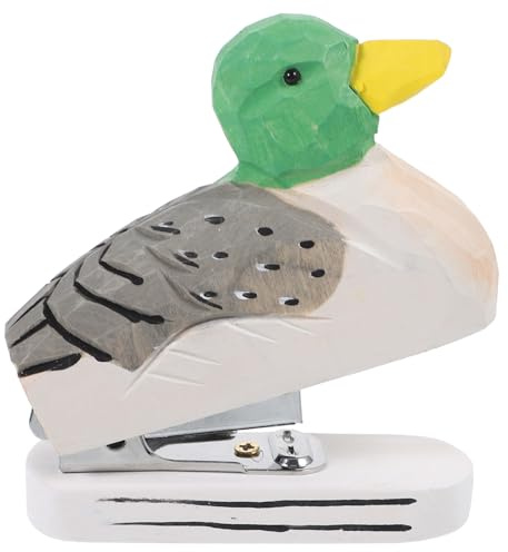 NUOBESTY Duck Stapler Reusable Mini Animal Desktop Stapler Office Stapling Tool Decorative Wood Craft 4.52X3.93X1.37In