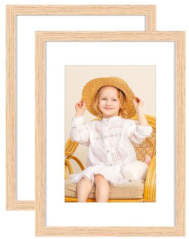 A5 Oak Wood Picture Frame,15x21cm Photo Frames with Perspex Glass | for Wall Display Horizontally or Vertically in Living Room Bedroom Gallery, Set of 2