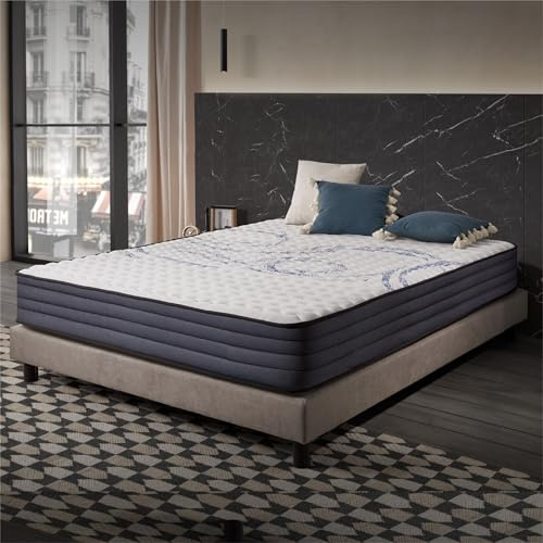 Naturalex - Perfectsleep - Colchón 150x190 cm Núcleo Híbrido - 26 cm | Híbrido - Muelles Ensacados + Viscoelástica - Semifirme - Excelente Adaptabilidad - Transpirable - Ergonómico - Blue Látex