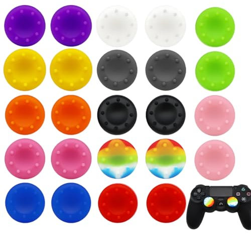 WMUVAZA Tappi Pulsanti in Silicone Copertura di Protezione, 24 pezzi Accessori Controller Copertura Protettiva Impugnature per Controller, Grip Joystick Cap Analogico, Gommini Joystick 12 colori
