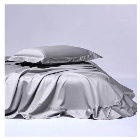 Luxuriöses Bettlaken Haustuch ohne Gummizug Betttuch aus 100% Langstapeliger Baumwolle Laken Leintuch Ultraweiche Bettwäsche in Hotelqualität(Light Gray,245x270cm)