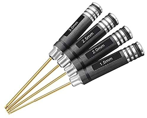 HRB - Juego de destornilladores hexagonales de titanio 1,5 mm, 2,0 mm, 2,5 mm, 3,0 mm para modelos de coche multieje FPV Racing Drone RC Quadcopter Helicóptero