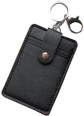 SSKHE Soft Credit Card Holder Wallet Case, Minimalist Soft Leather Wallet Case with Key Ring and Key Ring, Classic Black Card Holder Keyring