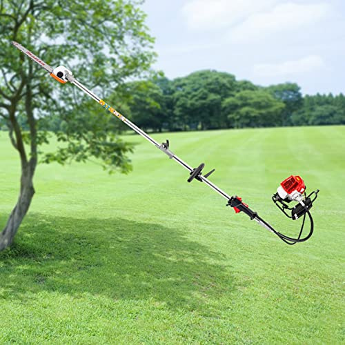2-takts röjsåg friskärare hög knapp bensin grästrimmer häcksax 4-i-1 52CC multiverktyg professionell bärrem och inkluderar förlängning kombighet häcksax skärlängd: 40 cm