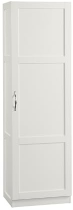 Sauder Miscellaneous Tall Storage Cabinet, Kitchen Pantry, Single Door with Adjustable Shelves, White Finish