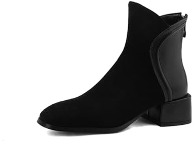 Genérico Botines De Material Mixto Mujer Punta Cuadrada Tacón Bajo Grueso con Cremallera Multicolor Cómodas Antideslizantes Resistentes Casual Diario Oficina,Negro,42 EU