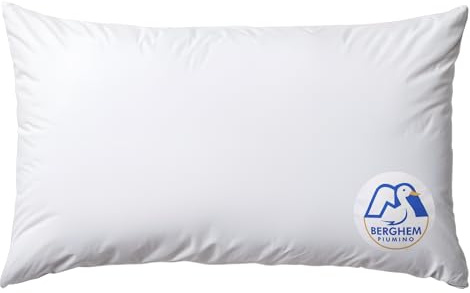 Tata Home Guanciale Cuscino da Letto in Vera Piuma D'Oca 90/10 Misura 50X80 cm altezza 13 cm con Fodera in Cotone Mod. Berghem