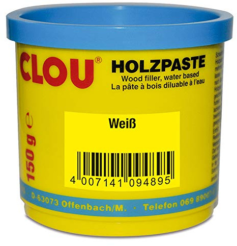 Clou Holzpaste zum Reparieren und Auskitten von Holzschäden weiß, 150 g: gebrauchsfertige Paste geeignet für den gesamten Innenbereich