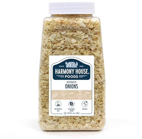 Harmony House Foods, Dried Onions, Chopped, 16 Ounce Quart Size Jar