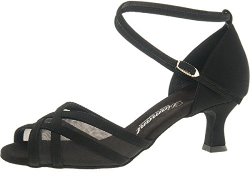 Diamant Femmes Chaussures de Danse 035-077-040 - Nubuk/Mesh Noir - 5 cm Flare - Taille: UK 7,5
