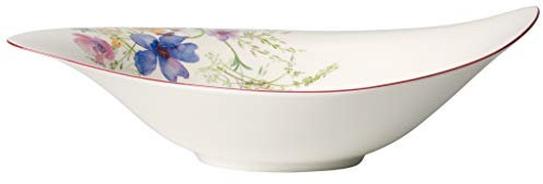 Villeroy und Boch - Mariefleur Basic Serve und Salad Salatschüssel, Schale für Beilagen und Salate, 36 x 24 cm, Premium Porzellan, weiß/bunt, 1150 ml