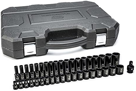 GEARWRENCH 39 Piece 1/2inch Drive 6 Point Impact Socket Set, Standard & Deep, Metric - 84948N