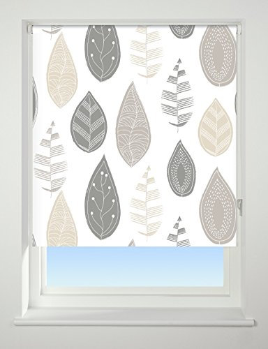 UNIVERSAL Leaf Patterned Thermal Blackout Roller Blind, Neutral, W120cm