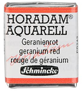 Schmincke – HORADAM® AQUARELL - feinste Künstler-Aquarellfarben, 341 Geranienrot, 14 341 044, 1/2 Näpfchen