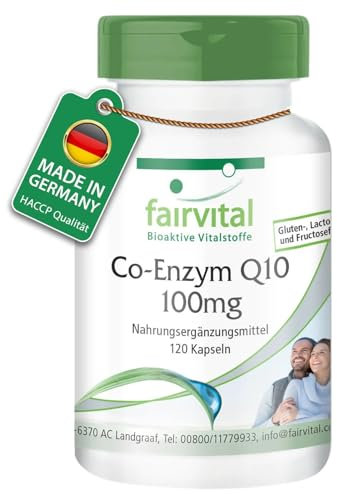 Fairvital | Coenzym Q10 100mg - 120 Kapseln - HOCHDOSIERT - CoQ10 Ubiquinon Kapseln - für 4 Monate - VEGAN