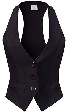 Design by Olivia Women's Dressy Casual Versatile Racerback Vest Tuxedo Suit Waistcoat Black M
