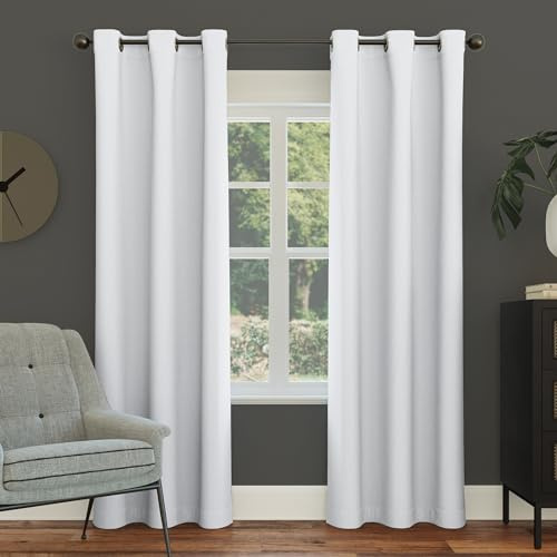 Sun Zero Easton Blackout Energy Efficient Grommet Curtain, Polyester, Dove White, 40 x 108 Panel